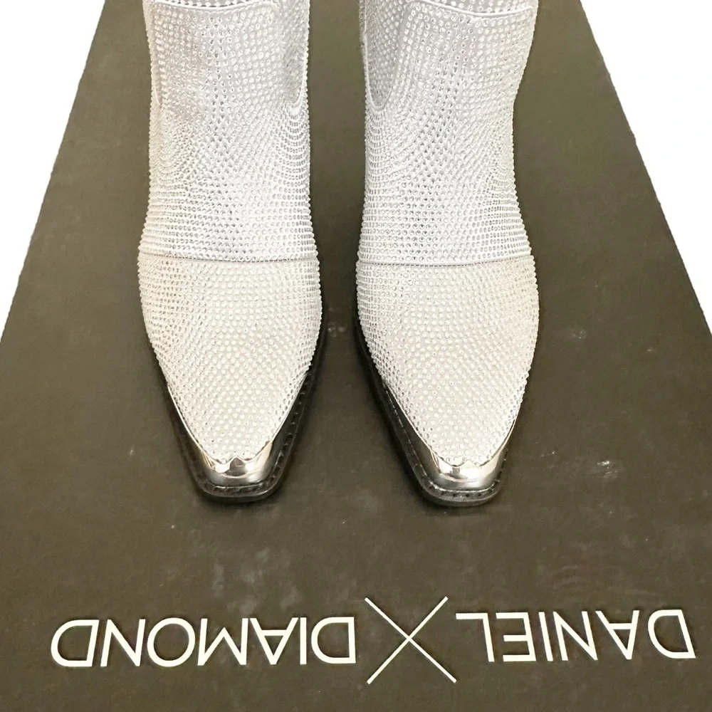 NIB DANIEL X DIAMOND North Jewel Cave Knee High Western Boot Silver 6.5